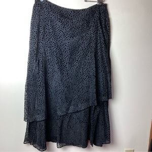 NWT Boden Womens Maxi Skirt US 14 Tiered Black Polyamide/Viscose Textured T0701